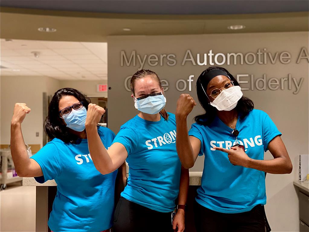 Nurses wearing QCH strong shirts